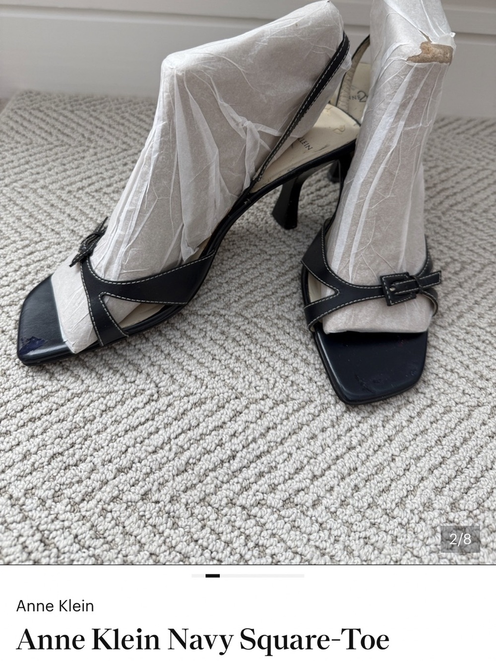 Anne Klein Navy Square-Toe Heels